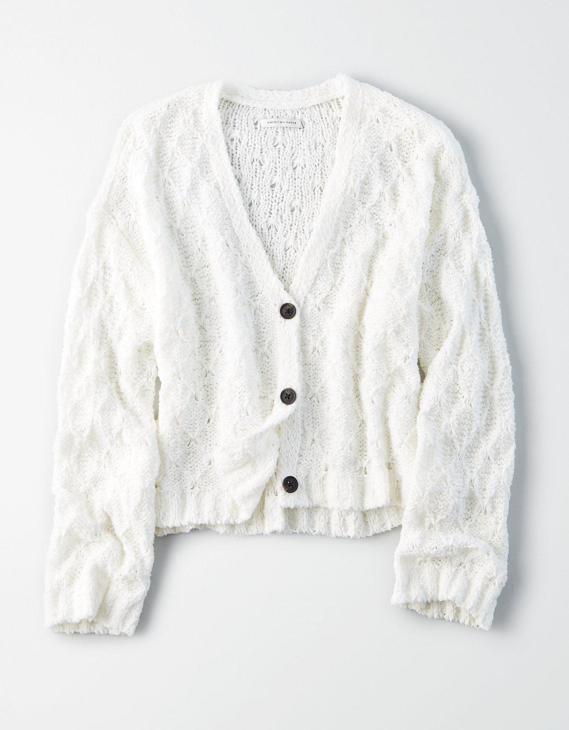 american eagle cream cardigan