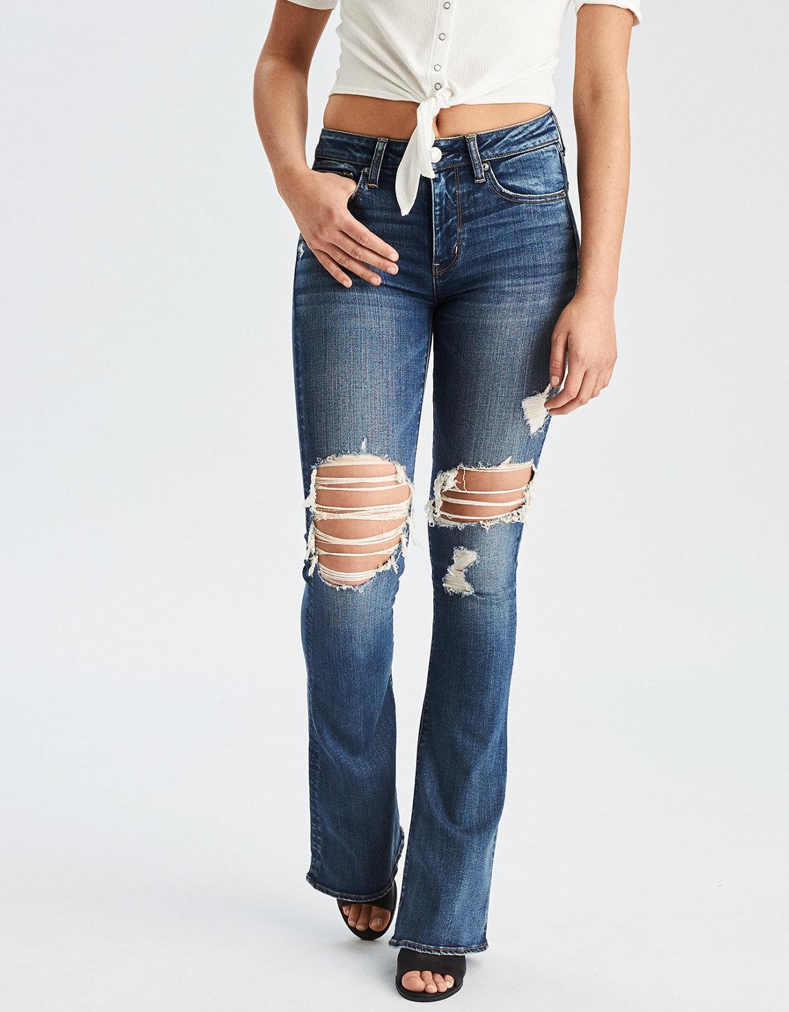 American Eagle Ae Denim X Hi-rise Slim Flare Jean in Blue - Lyst