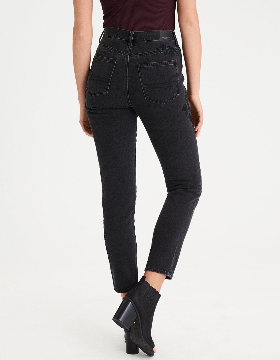 ae black mom jeans