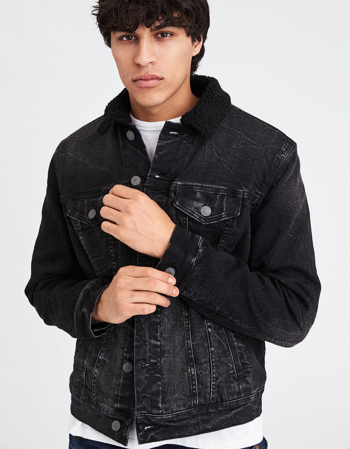 black jean jacket mens american eagle