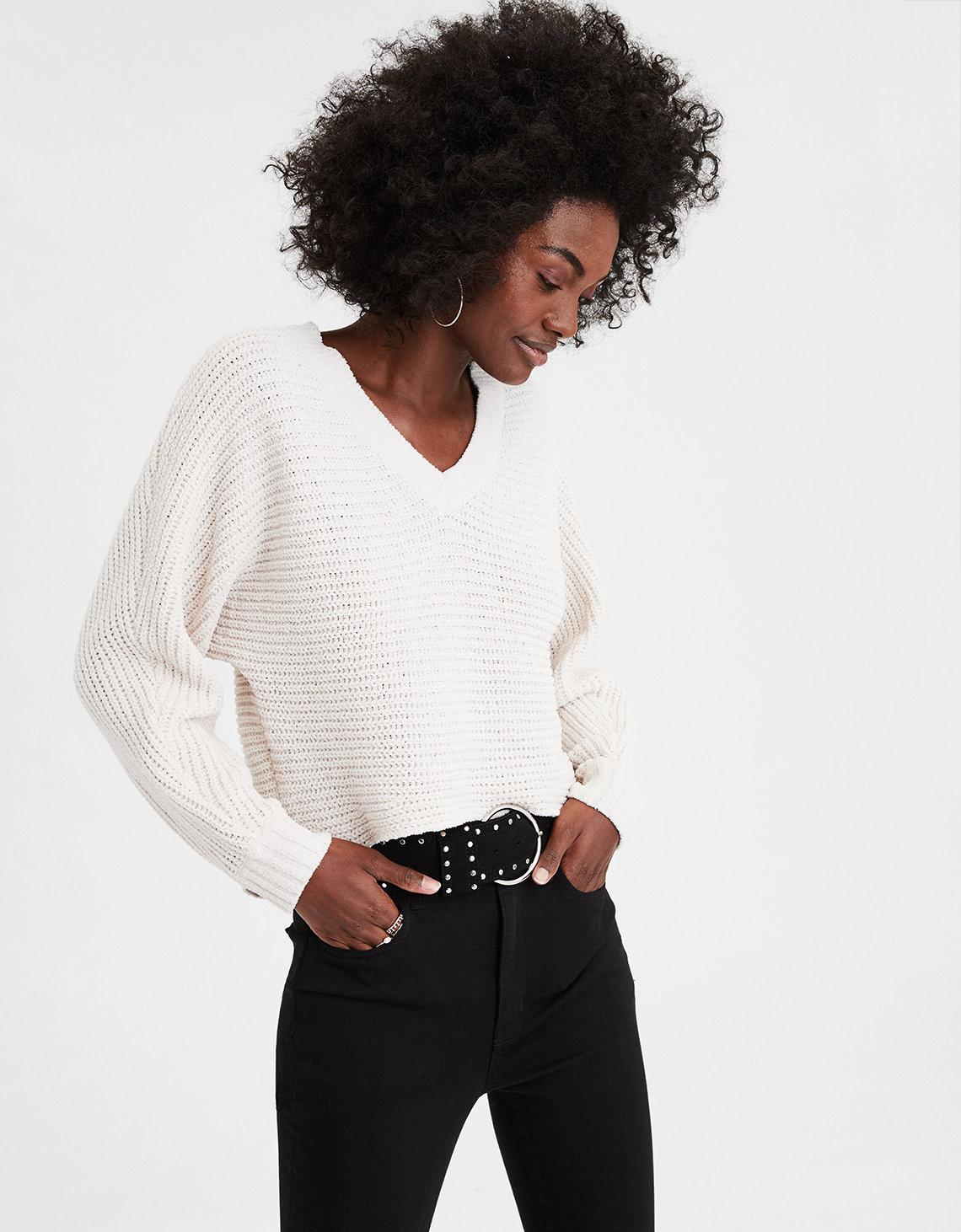 V Neck American Eagle Crop Sweatshirt AE Soft Sexy V-Neck Cropped