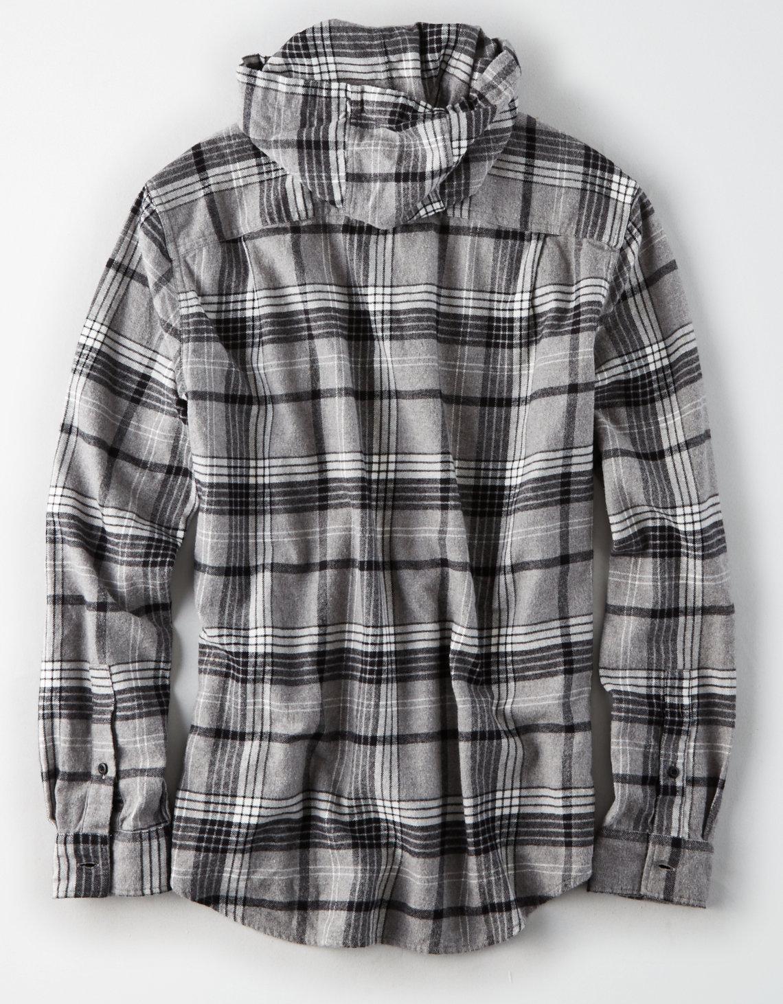 American Eagle Men's Flannel Hoodie Top 