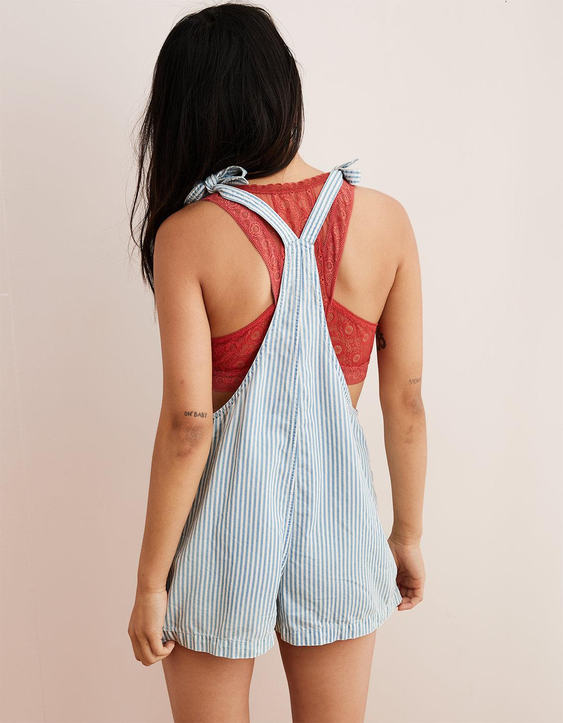 aerie shoulder tie overall shorts