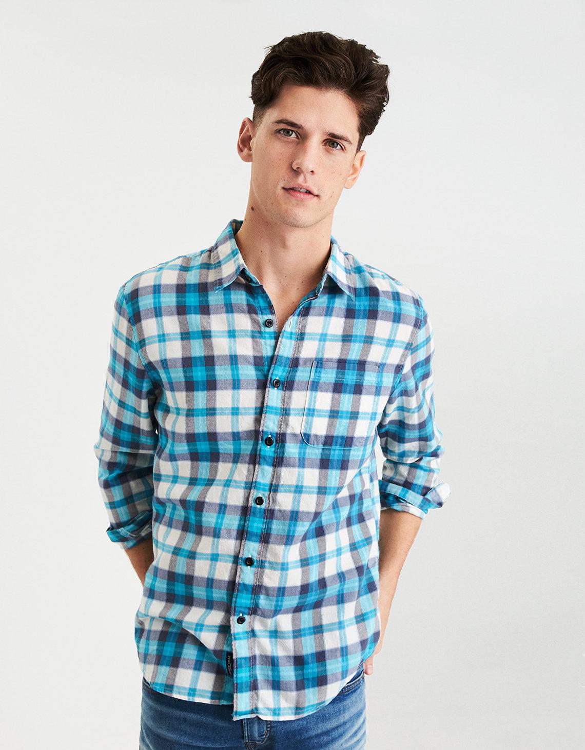 light blue flannel men's