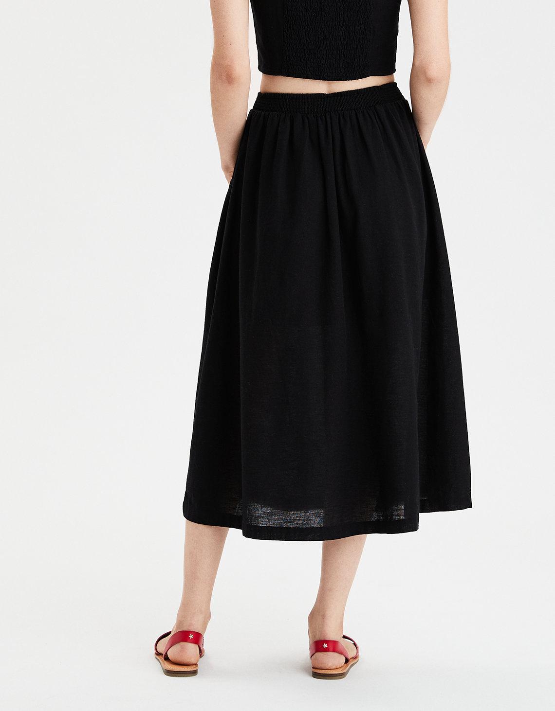 black button up midi skirt