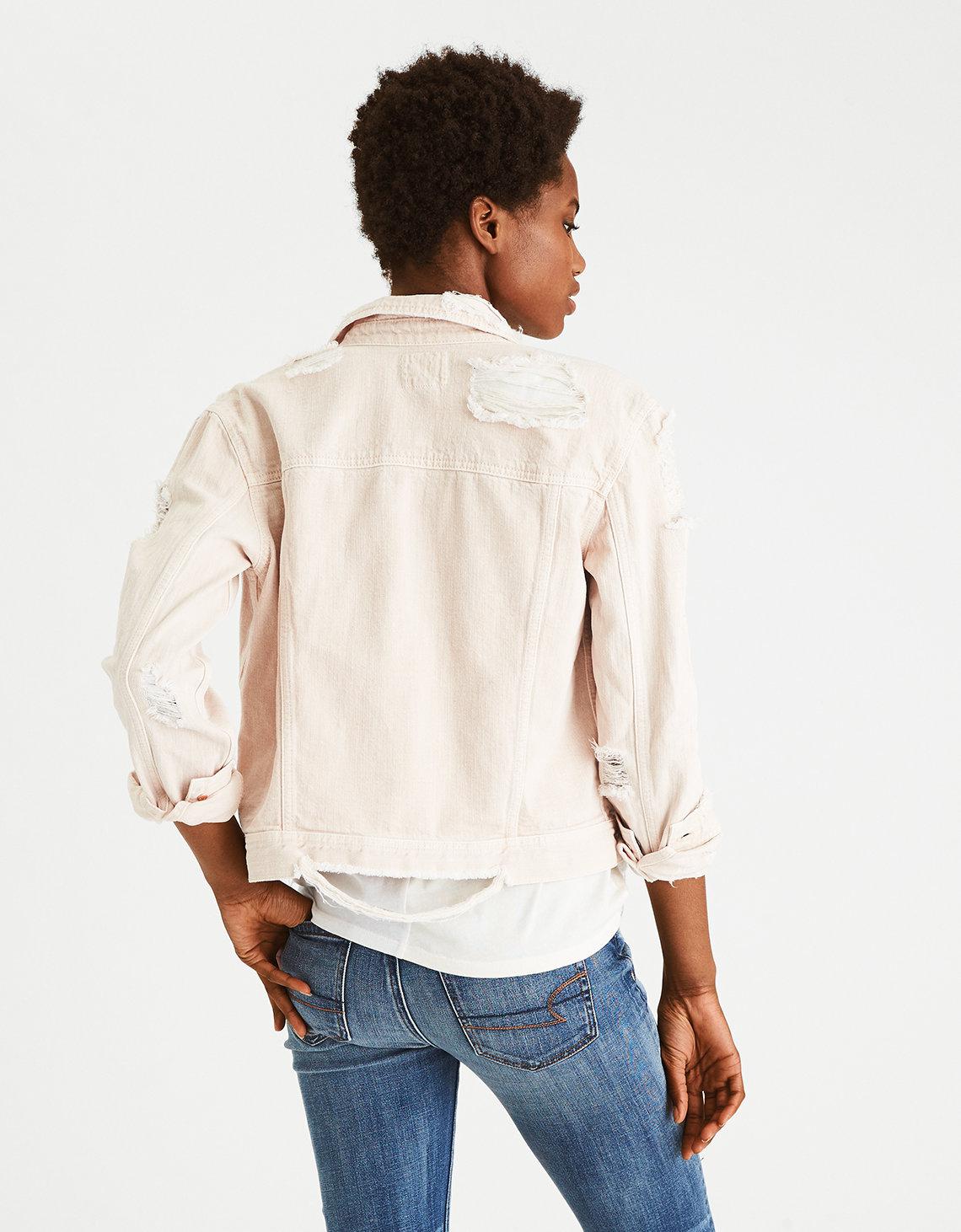 american eagle pink denim jacket