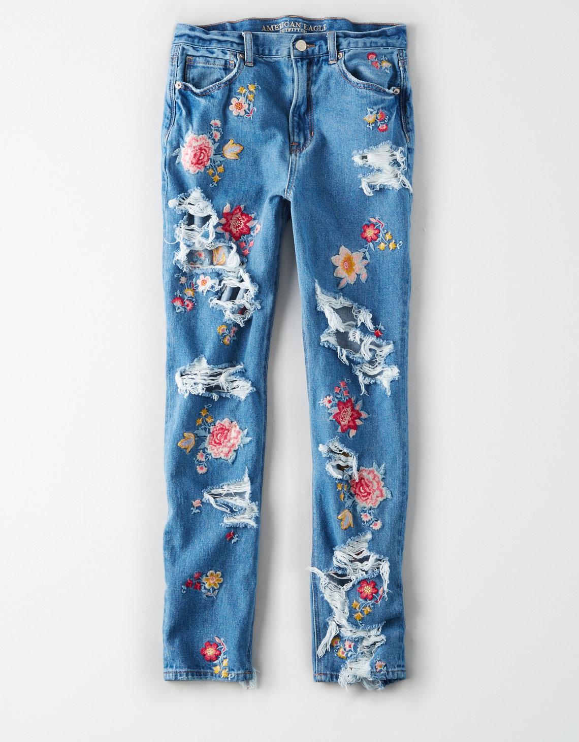 embroidered jeans american eagle