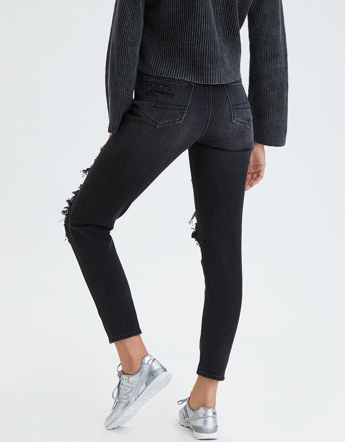 american eagle mom jeans black