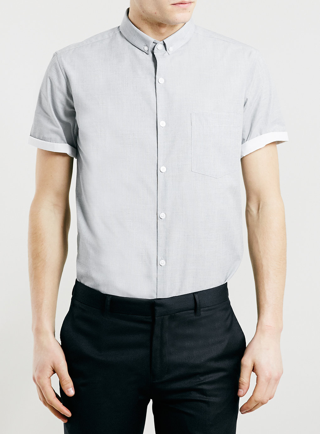 Topman Grey Texture Short Sleeve Smart Shirt in Gray for Men (GREY) | Lyst