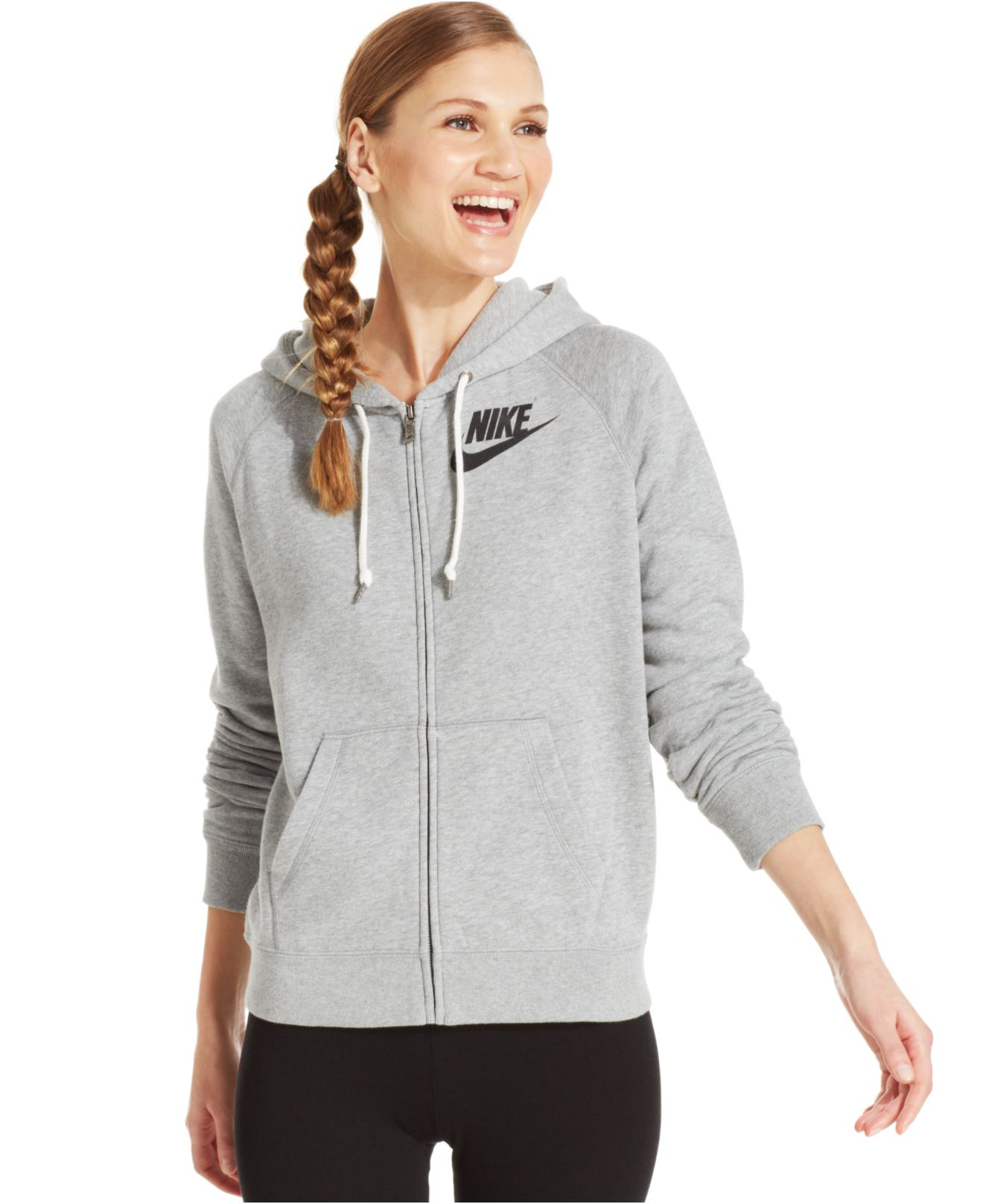 Nike Rally Zip-Up Hoodie in Gray (Dark Grey Heather) | Lyst