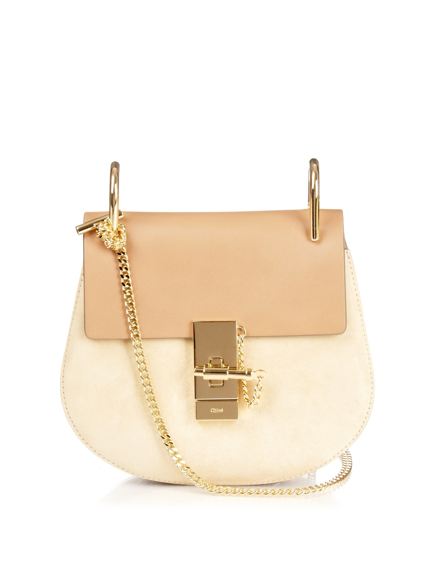 Lyst Chloé Drew Mini Leather And Suede Cross Body Bag In Brown Gallery