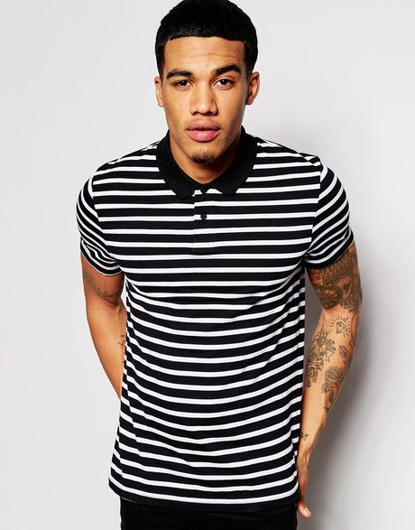Asos Stripe Polo Shirt in Black for Men (Blackwhite) Asos Stripe Polo Shirt in Black for Men (Blackwhite)