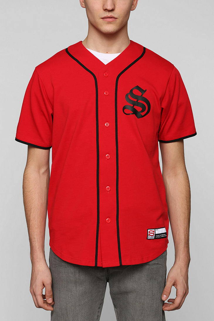 Stussy S Baseball Jersey Tee in Red for Men | Lyst