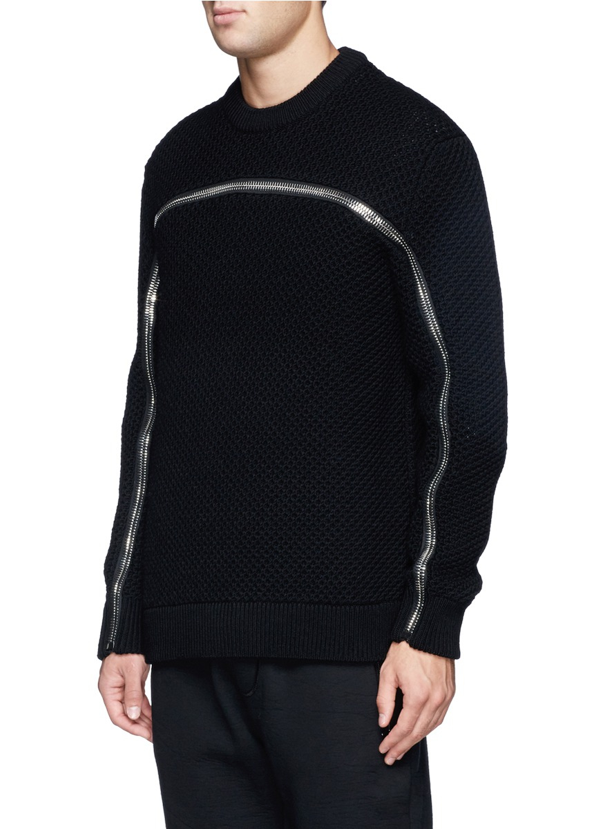 Givenchy Zip Eyelet Knit Sweater in 