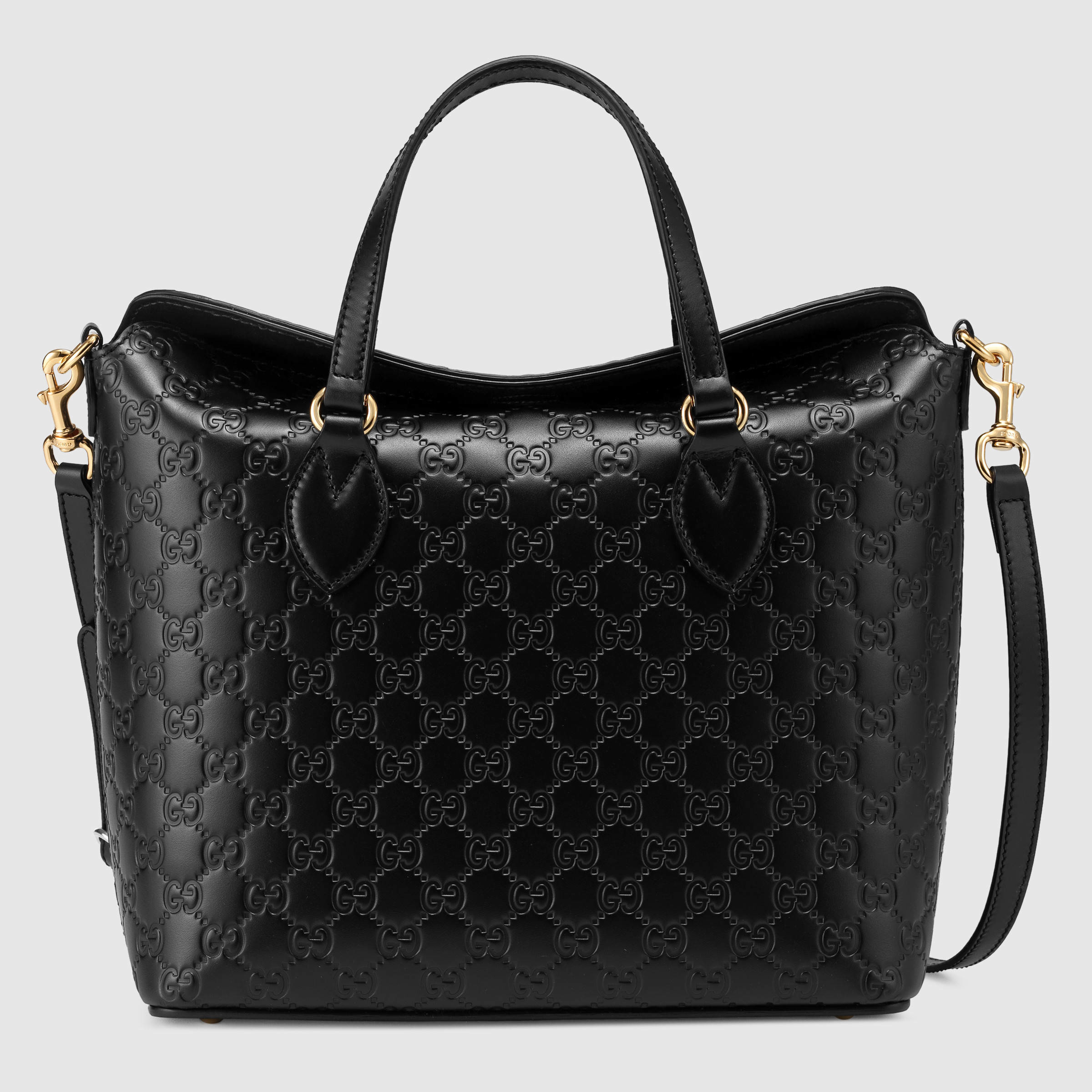 Gucci Signature Leather Tote Bag in Black | Lyst