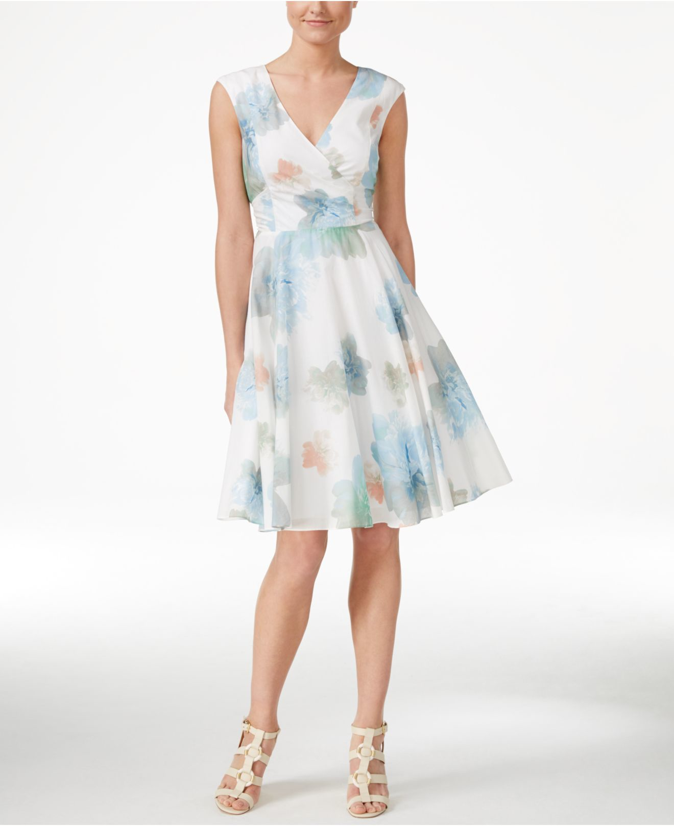 calvin klein fit and flare floral dress