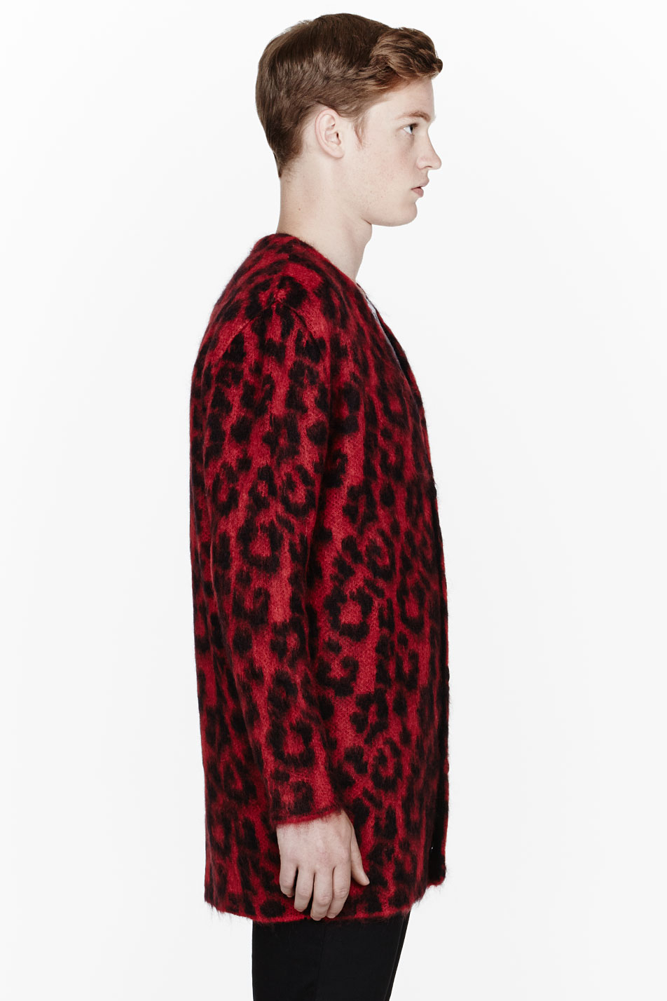 Red Leopard Print Mohair Cardigan ...