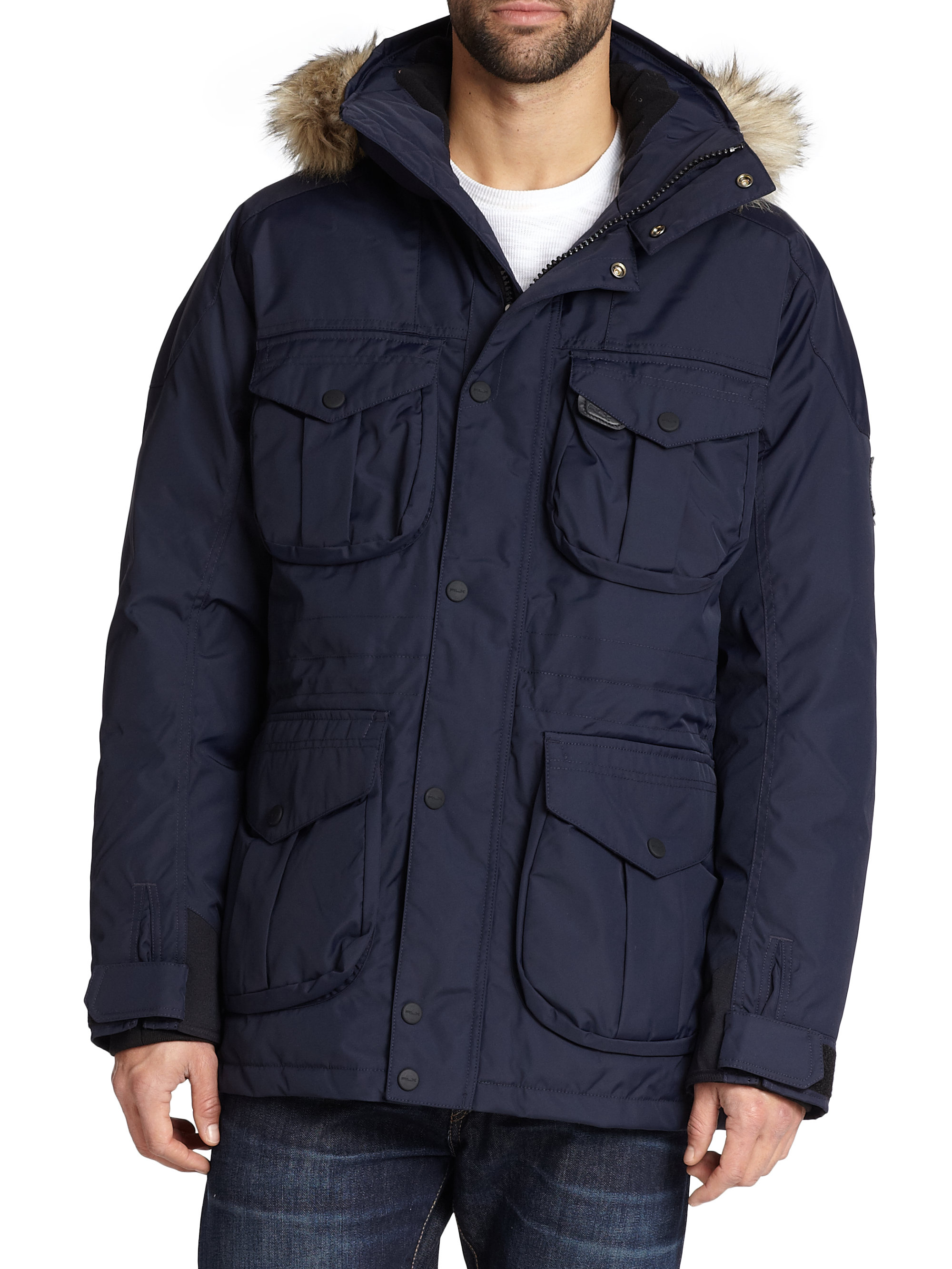 faux fur trimmed down parka ralph lauren