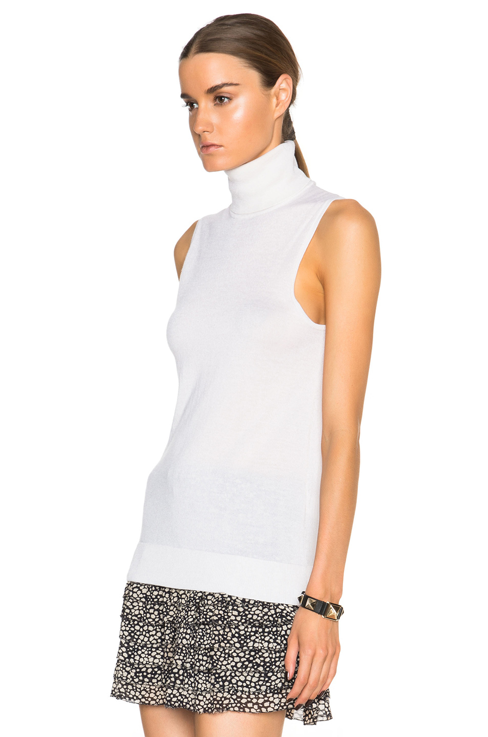 Equipment Cashmere Bette Sleeveless Turtleneck Sweater in White - Lyst