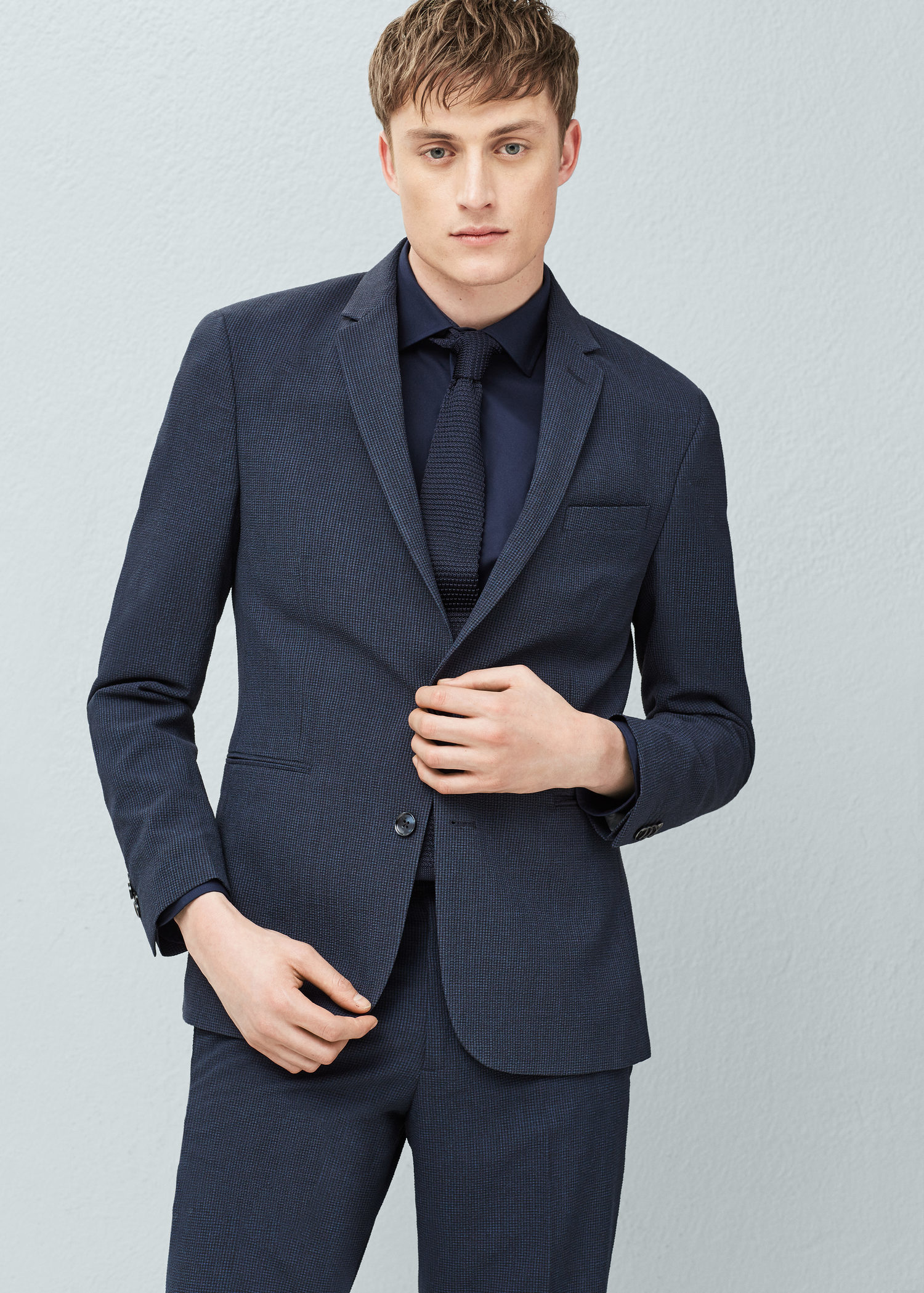 Mango Modern Slim-fit Seersucker Suit Blazer in Blue for ...