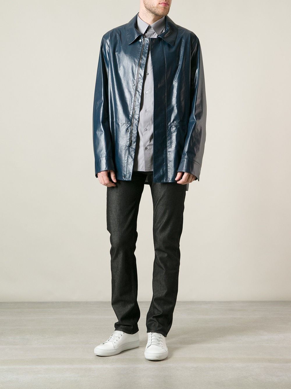 jil sander leather coat