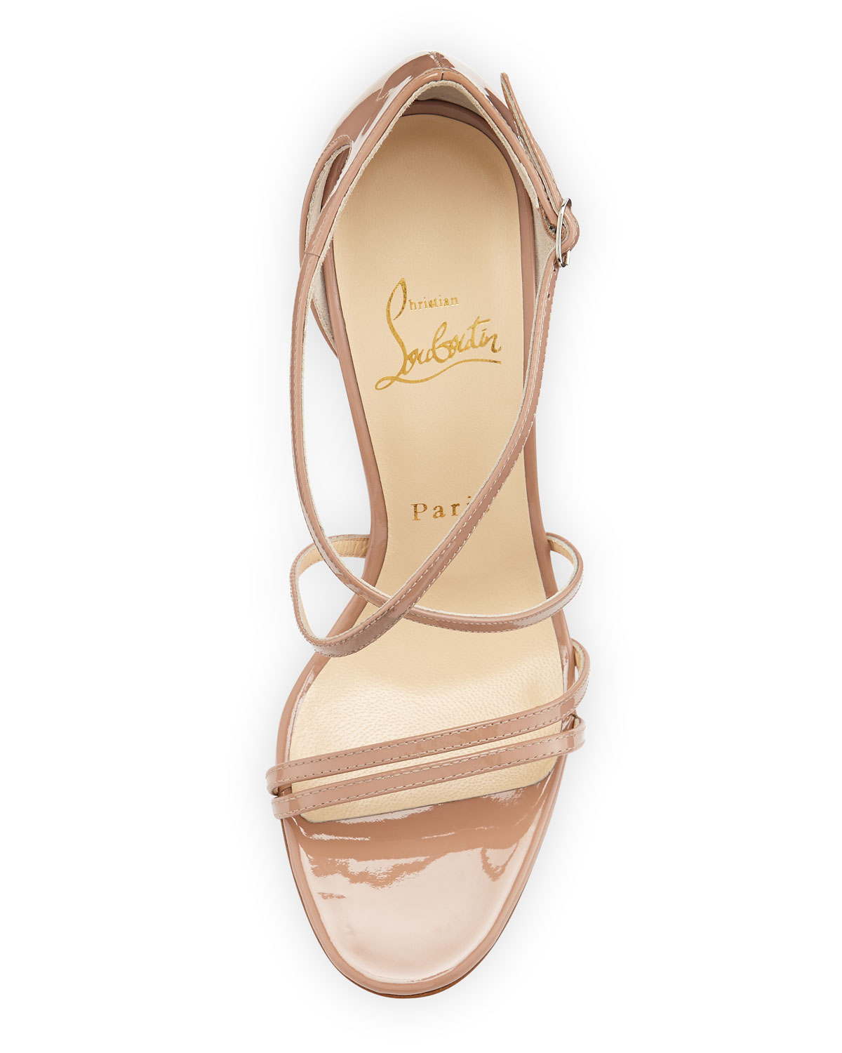 Christian louboutin Gwynitta Patent Crisscross Redsole Sandal Nude ...  