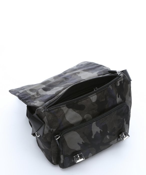 Prada Grey And Black Camouflage Nylon Medium Messenger Bag in Gray ...  