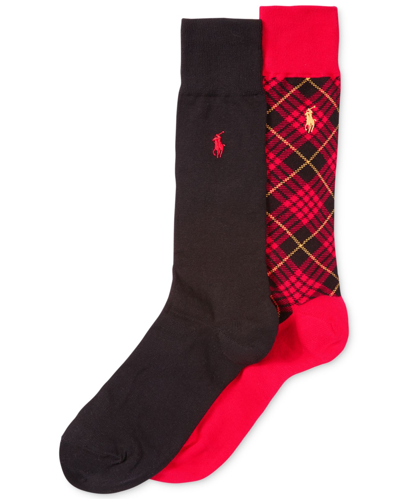 Ralph Lauren Polo Mens Holiday Tartan Dress Crew Socks 2pack in Red