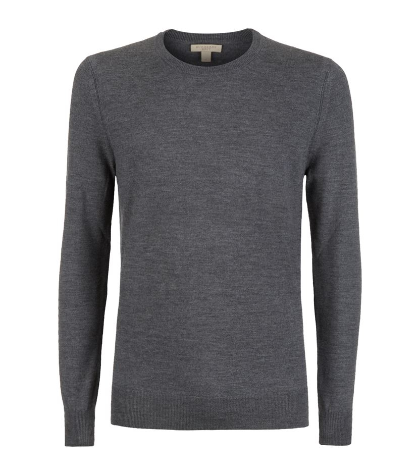 Burberry Check Elbow Patch Sweater in Gray for Men | Lyst