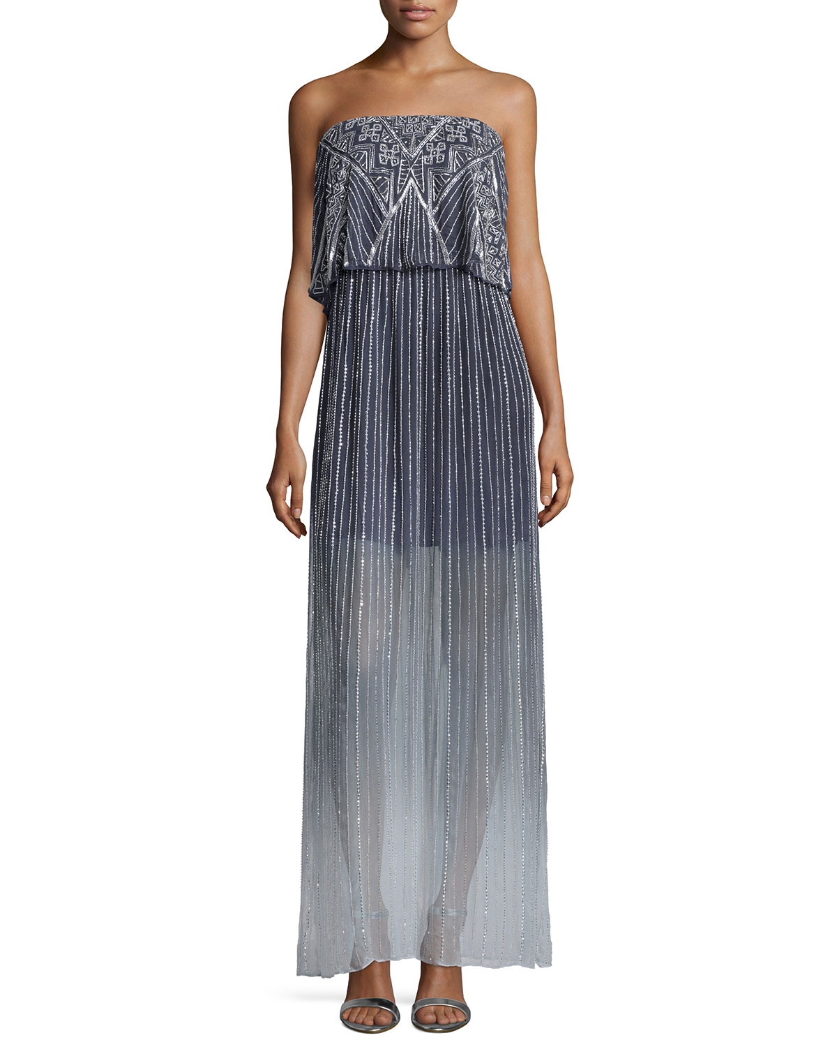 parker soft grey marilla embellished strapless maxi dress gray product 0 659561694 normal