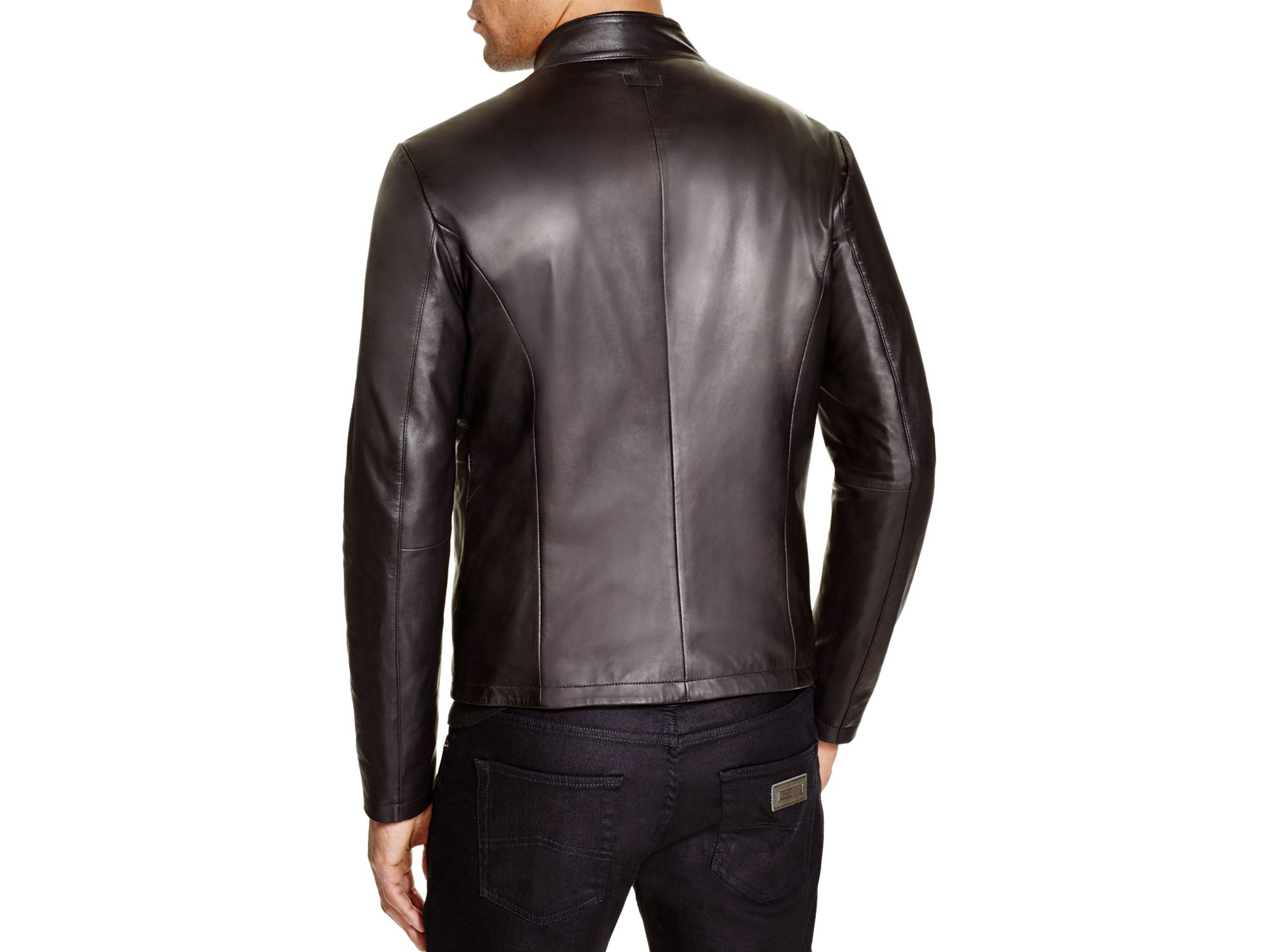 armani collezioni leather jacket men's