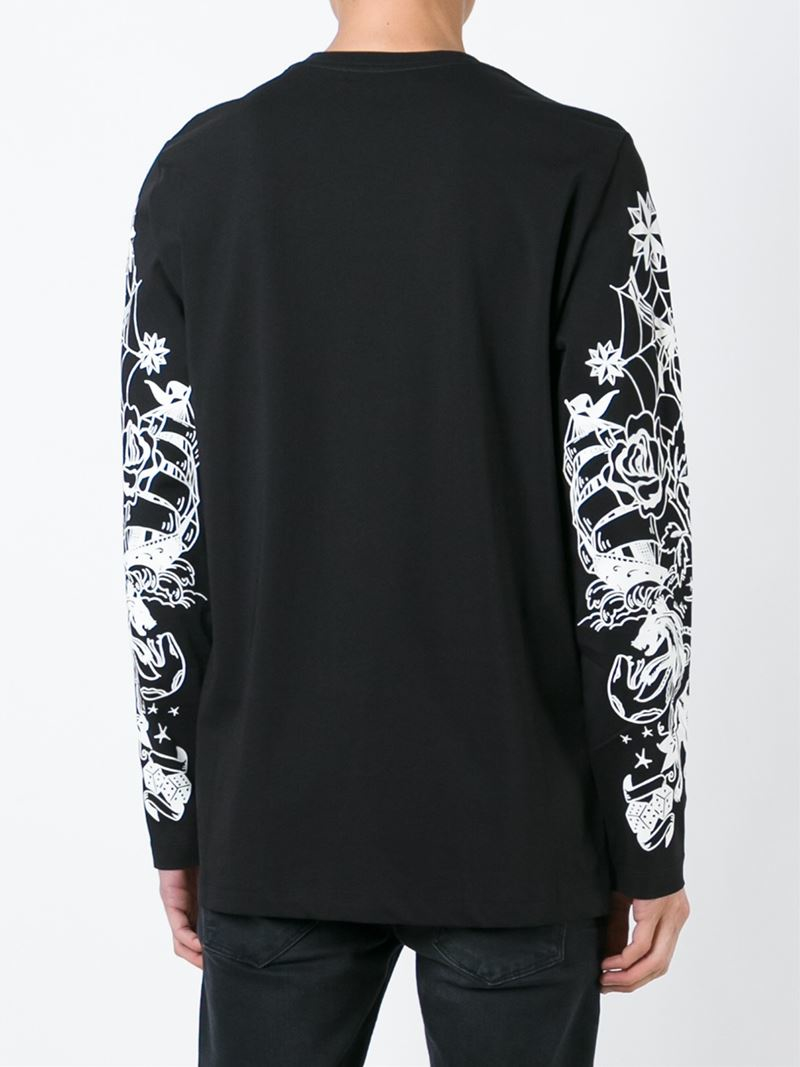 Lyst - Love Moschino Printed Long Sleeve T-shirt in Black for Men