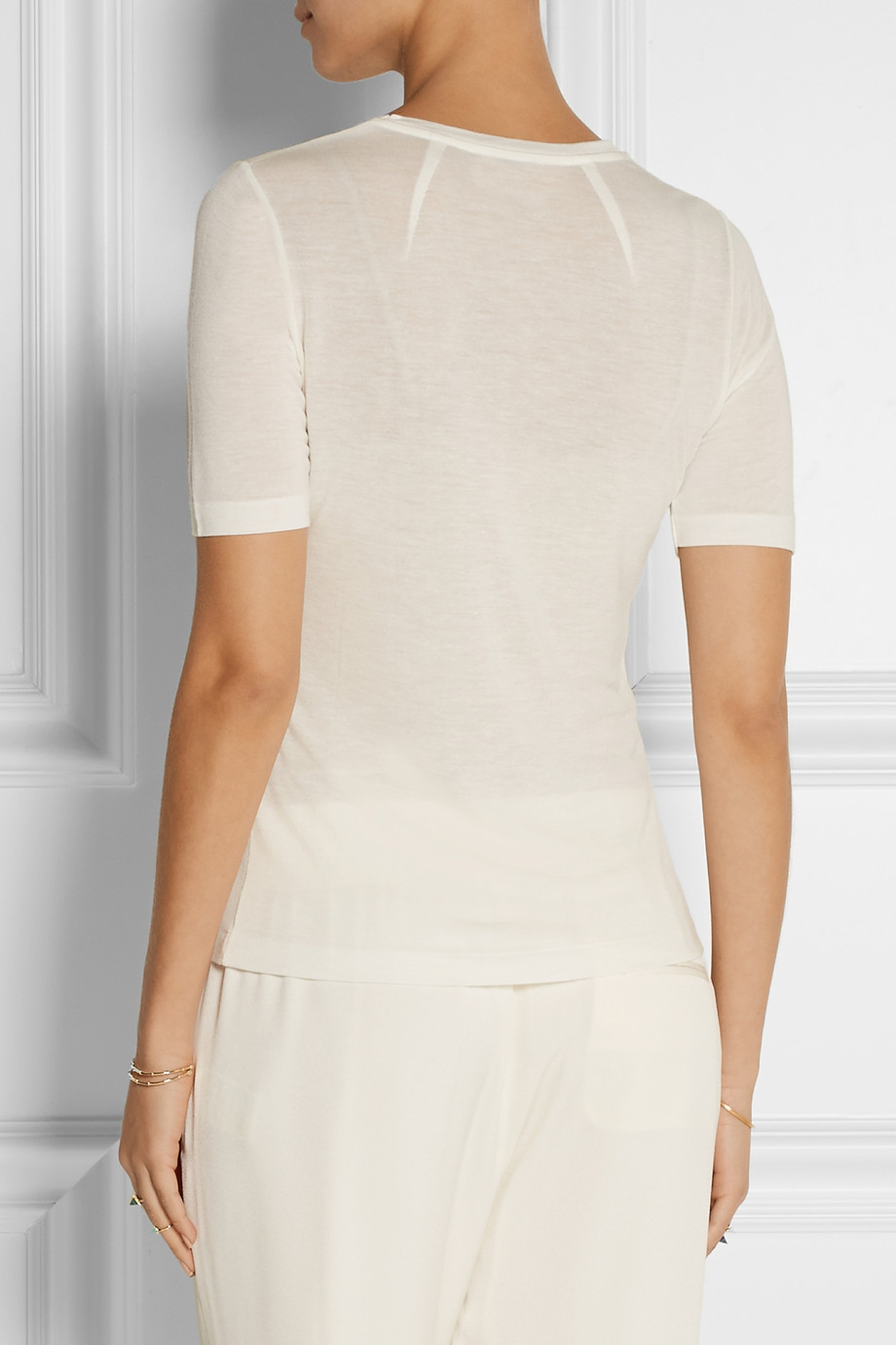 Totême Stockholm Micro Modal And Cashmere-Blend T-Shirt in White - Lyst