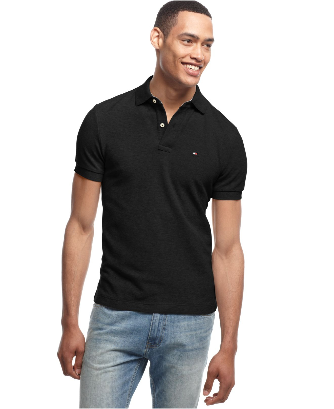 tommy hilfiger black polo