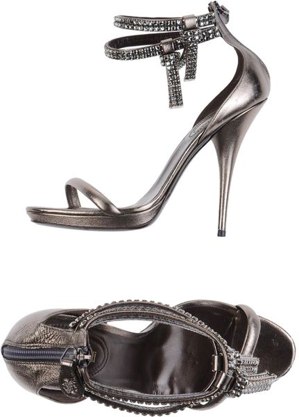 Roberto Cavalli Sandals in Silver | Lyst