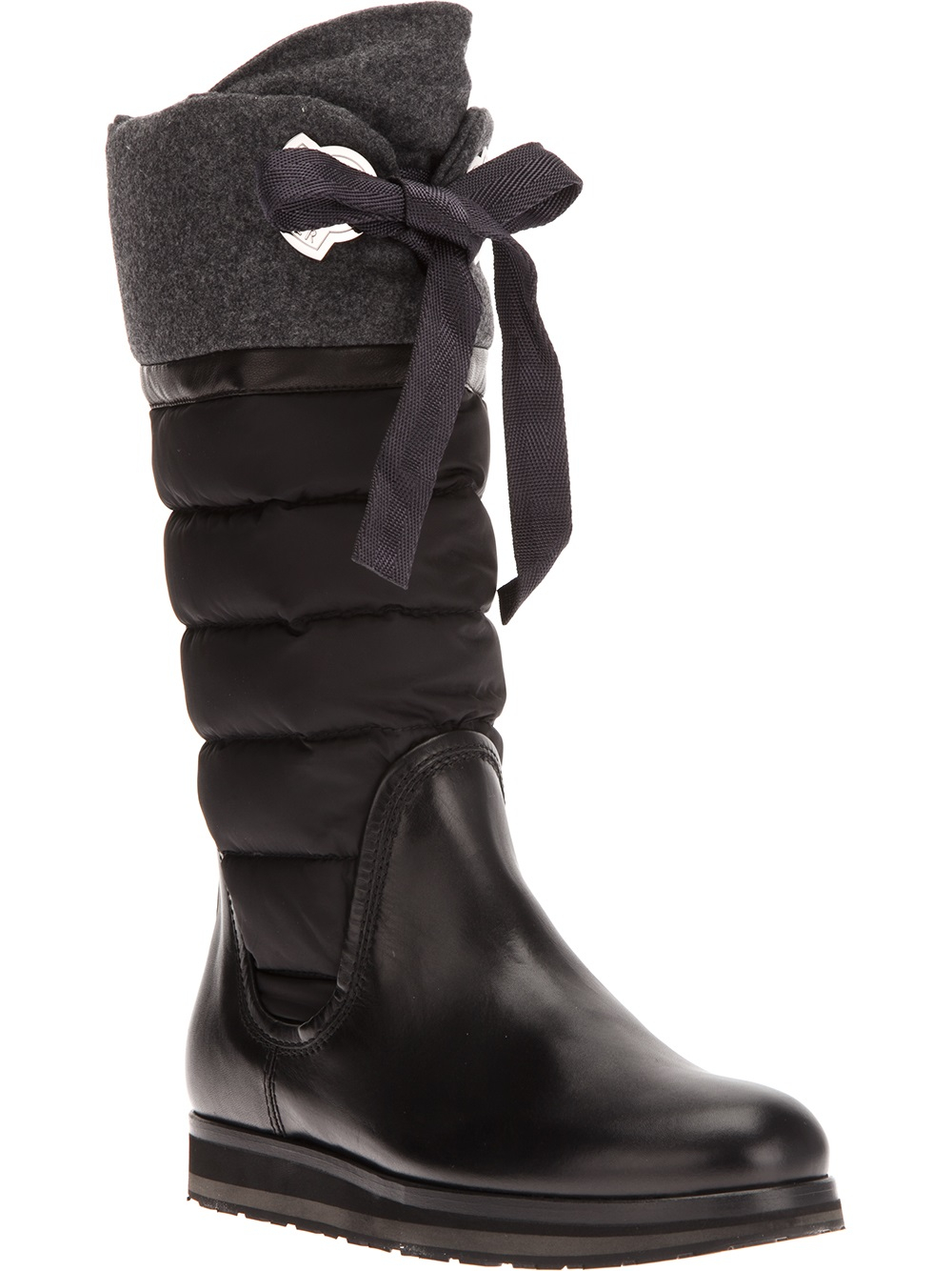 Moncler Quilted Knee High Boot in Black Lyst