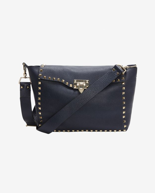 Lyst Valentino Rockstud Flap Front Crossbody Midnight Blue in Blue