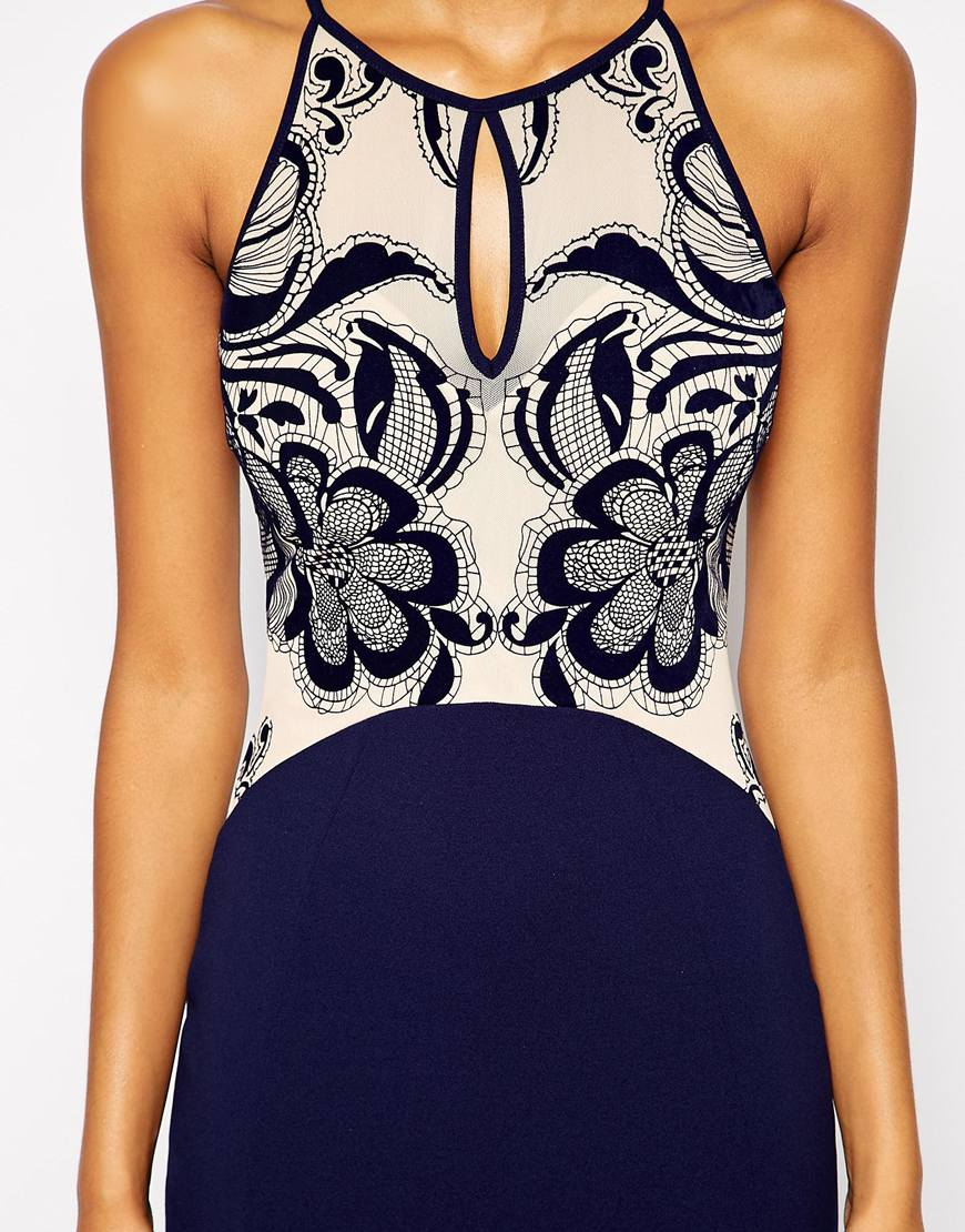 flocked mesh maxi dress