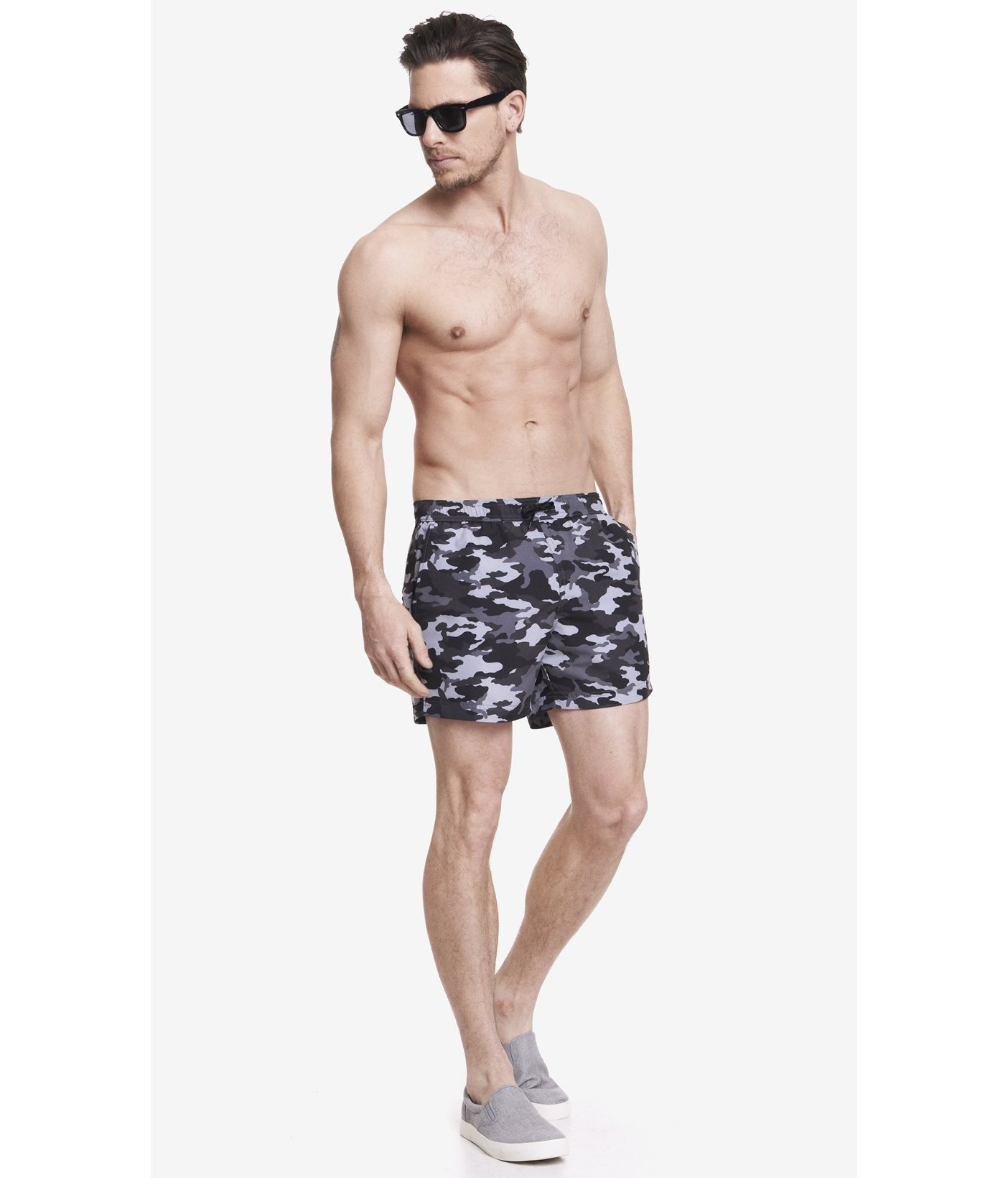 Express Camouflage Swim Shorts in Gray for Men (CAMO) | Lyst