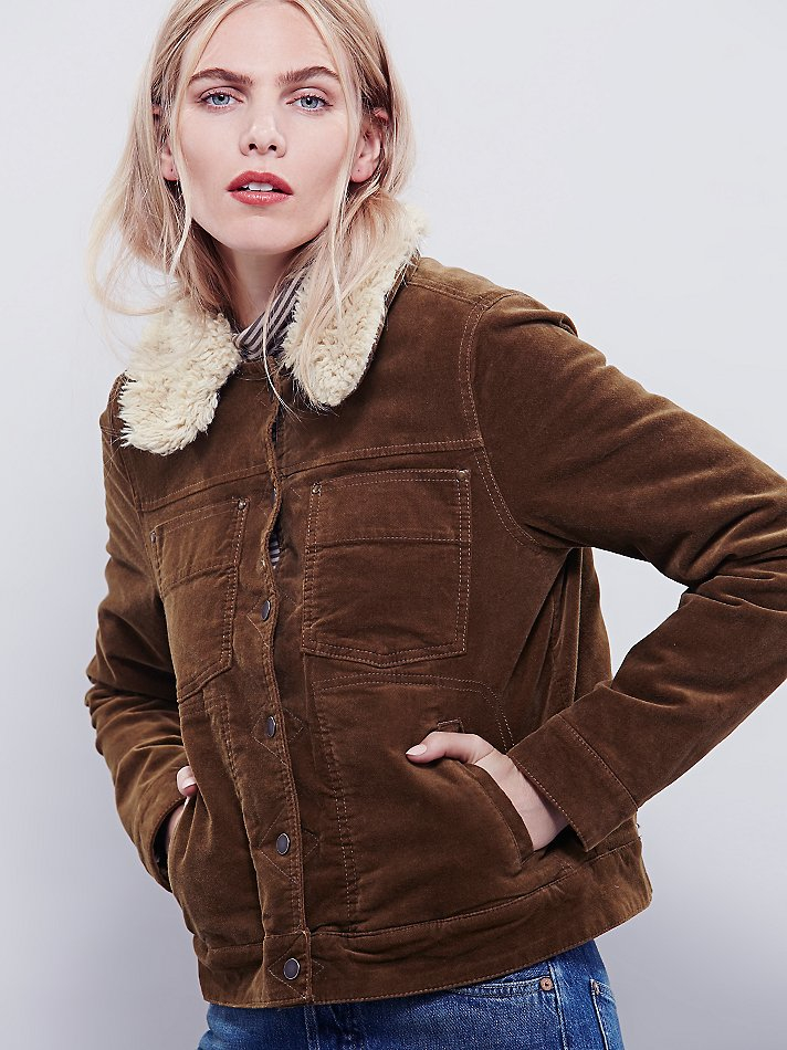 Free People Cotton Womens Sherpa Lined Uncut Cord Jacket in Caramel (Brown)  | Lyst