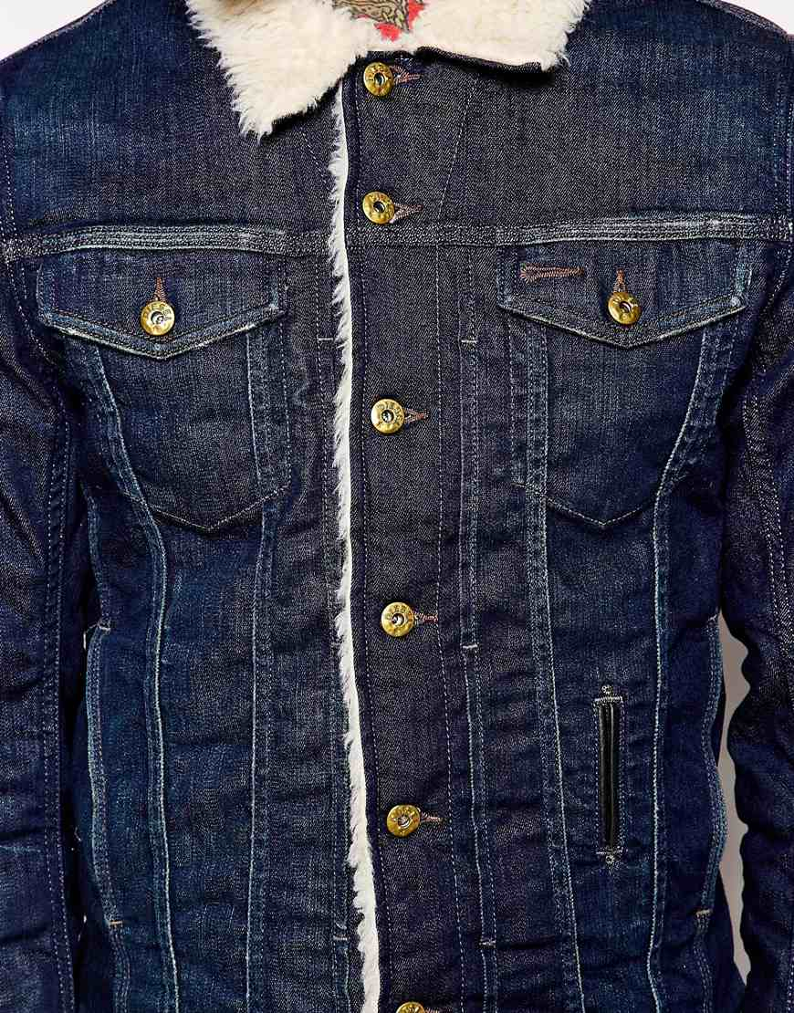 sheepskin lined denim jacket