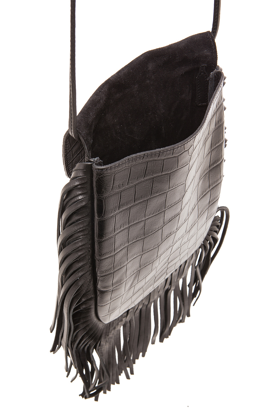Saint Laurent Anita Crocodile-Embossed Leather Cross-Body Bag in Black,Animal Print (Black) - Lyst
