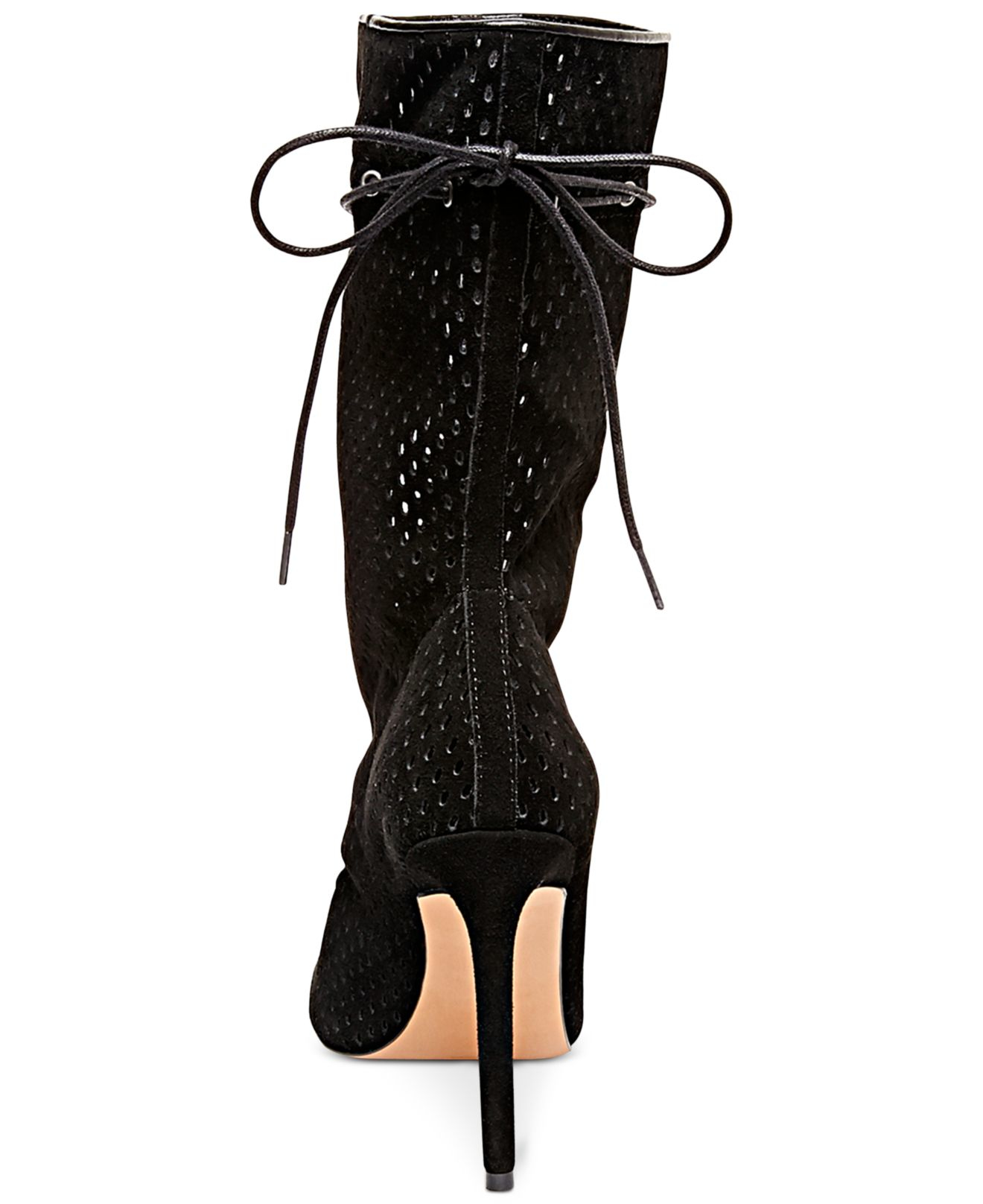 Steve Madden Suede Women's Forsaken Caged Peep-toe Booties in Black Suede (Black) - Lyst