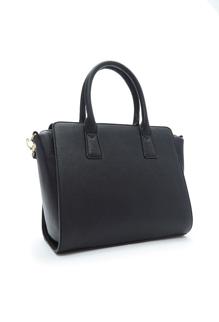 Forever 21 Structured Faux Leather Satchel in Black - Lyst