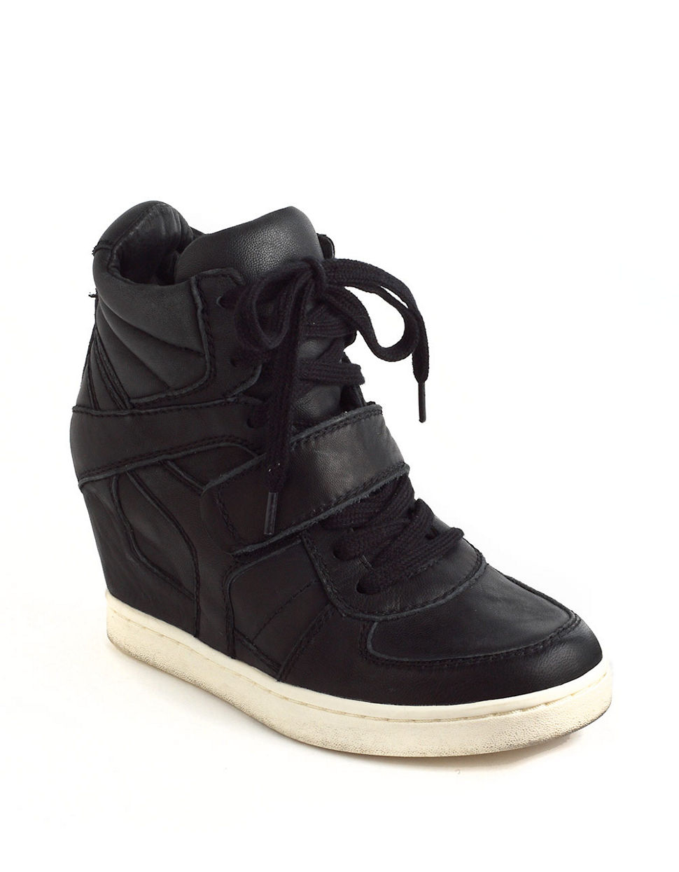 Ash Cool Ter Leather Wedge Hightop Sneakers in Black | Lyst
