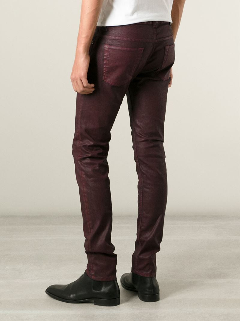 Diesel Black Gold Coated Slim-Fit Jeans in Red for Men | Lyst