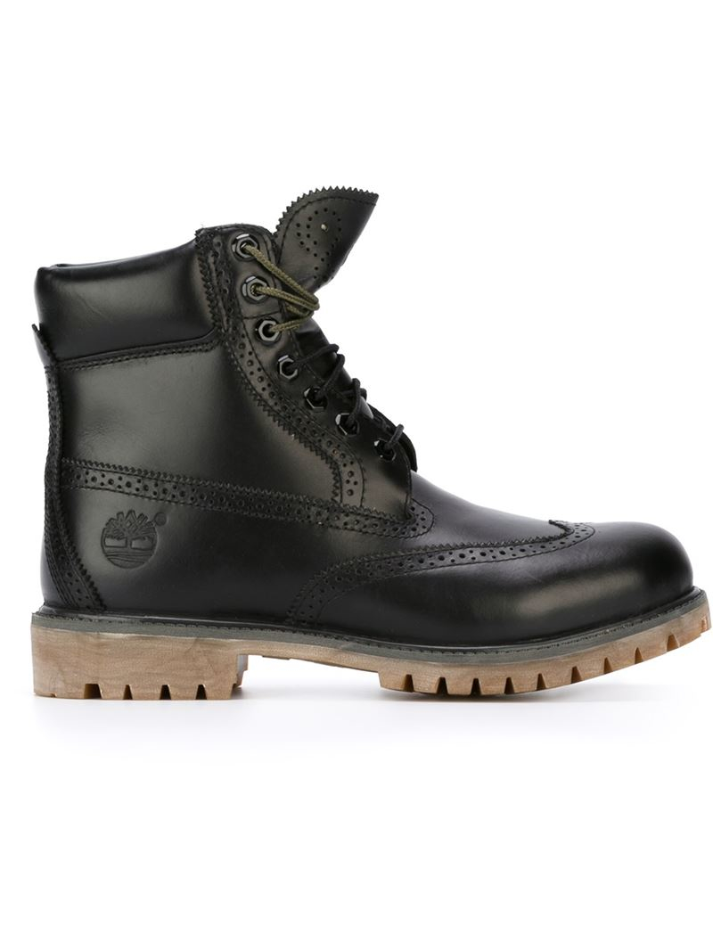 timberland brogue boots black