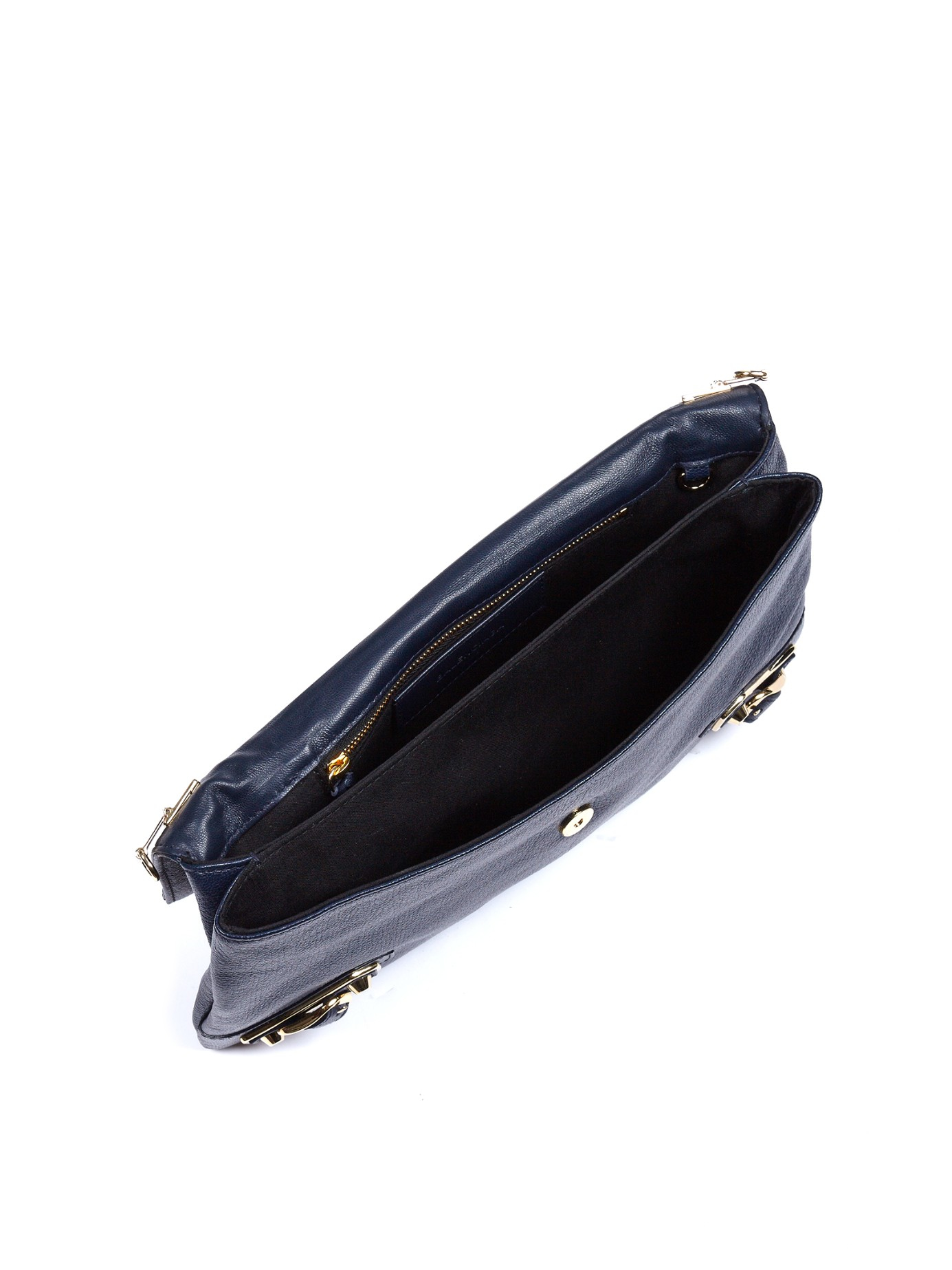 Balenciaga Classic Metallic-edge Leather Envelope Clutch in Navy 