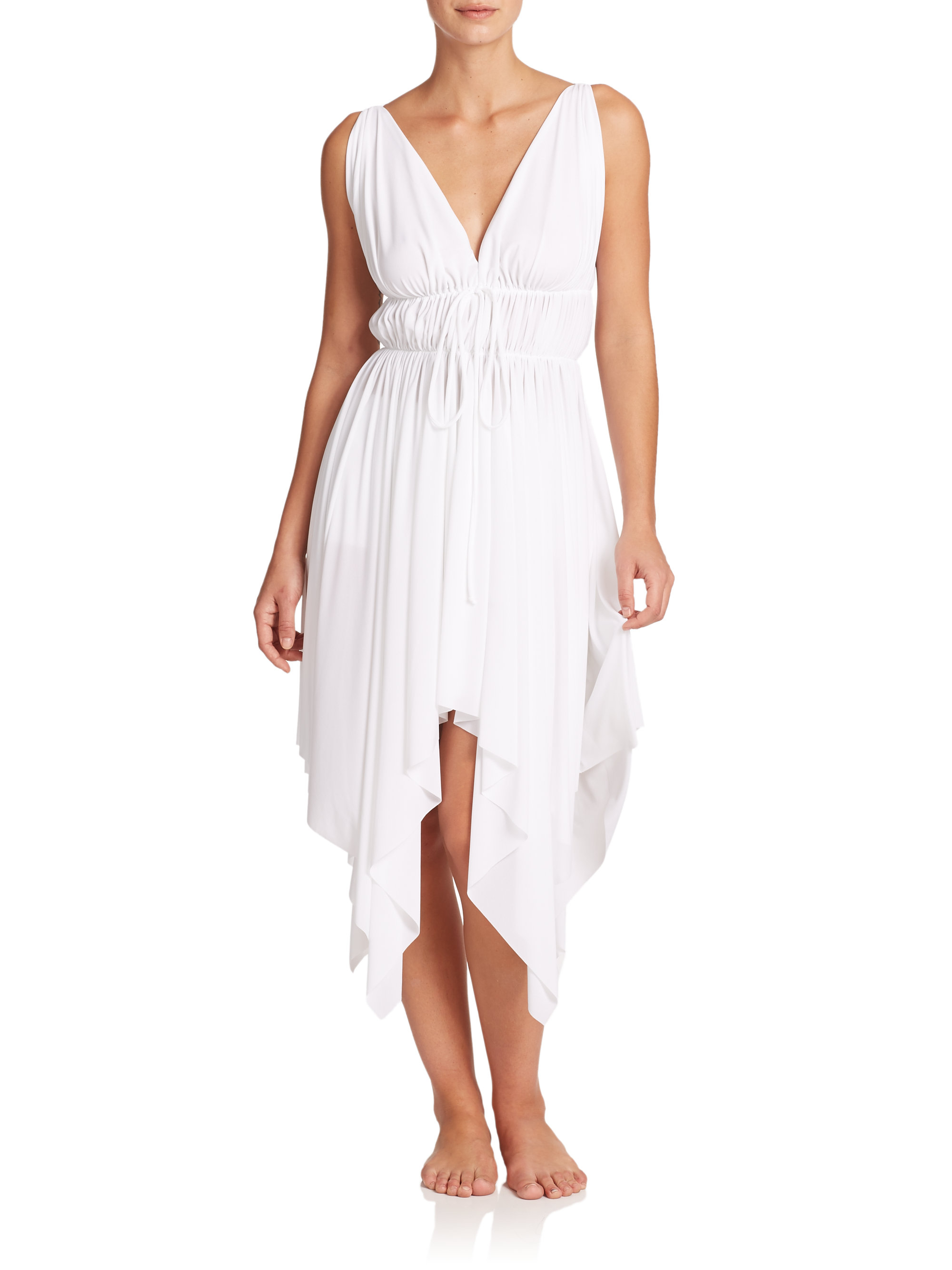 Norma kamali Goddess Asymmetrical Dress in White | Lyst