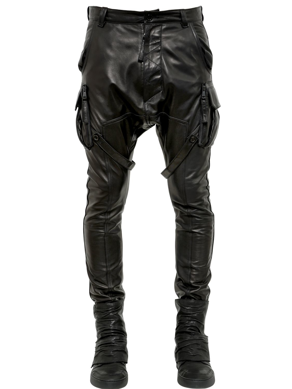 Alexandre Plokhov Nappa Leather Cargo Pants in Black for Men - Lyst